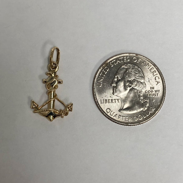 14k Anchor w/Rope Pendant