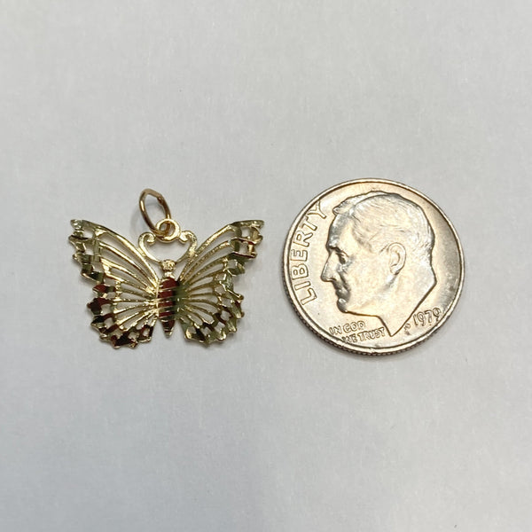 14k Diamond-Cut Butterfly Charm