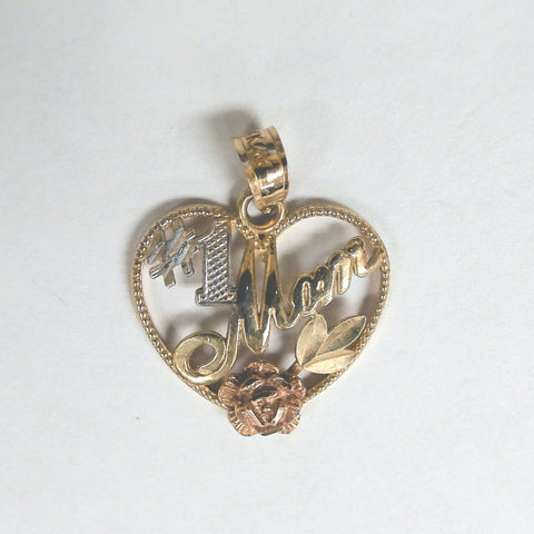 14k Tri-Tone "#1 Mom" Charm