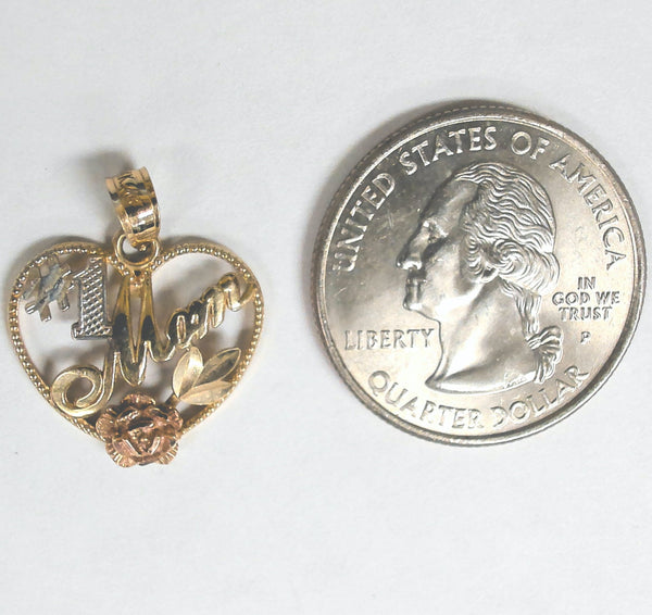 14k Tri-Tone "#1 Mom" Charm