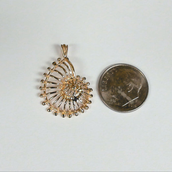 14K Seashell Conch Pendant