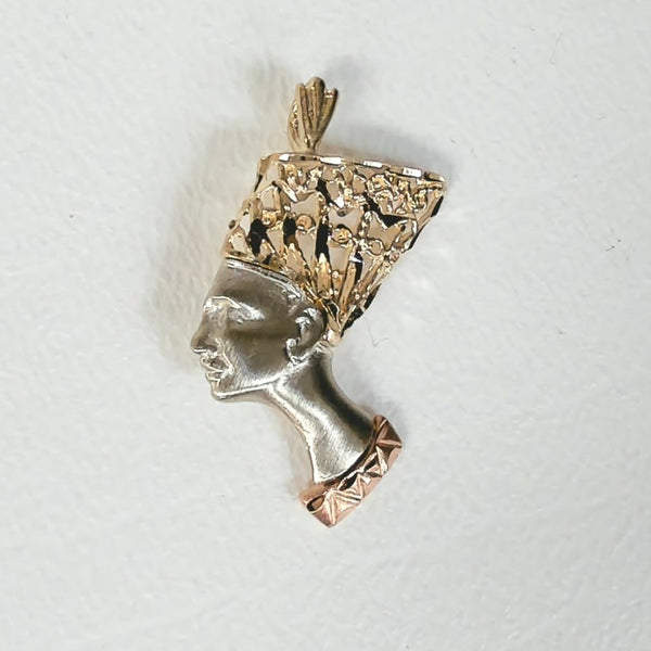 14K Tri-Color Nefertiti Pendant