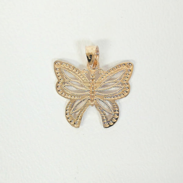 18" 14K Two Tone Butterfly Charm Necklace
