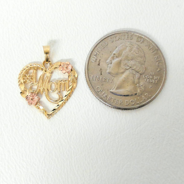 14K #1 Mom Heart Charm