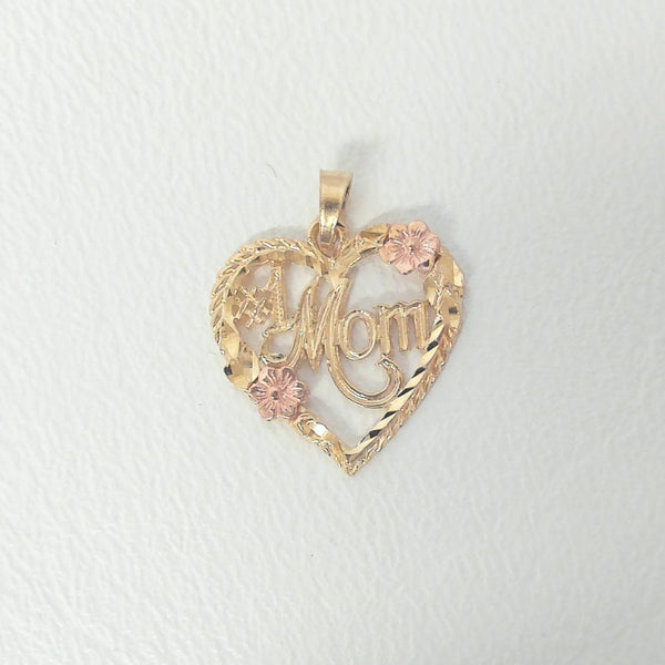 14K #1 Mom Heart Charm