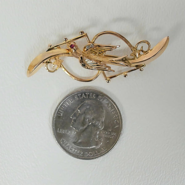 14K Bird Pin