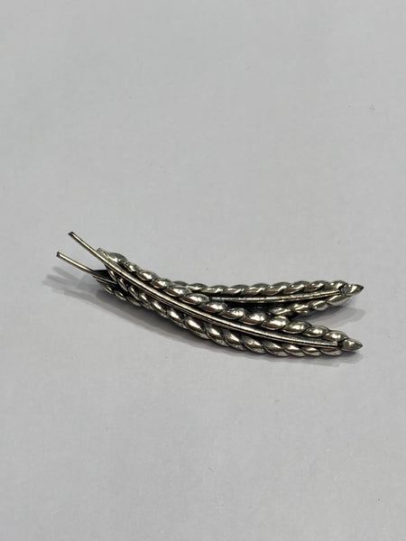 Sterling Silver Beau Double Feather Brooch/Pin