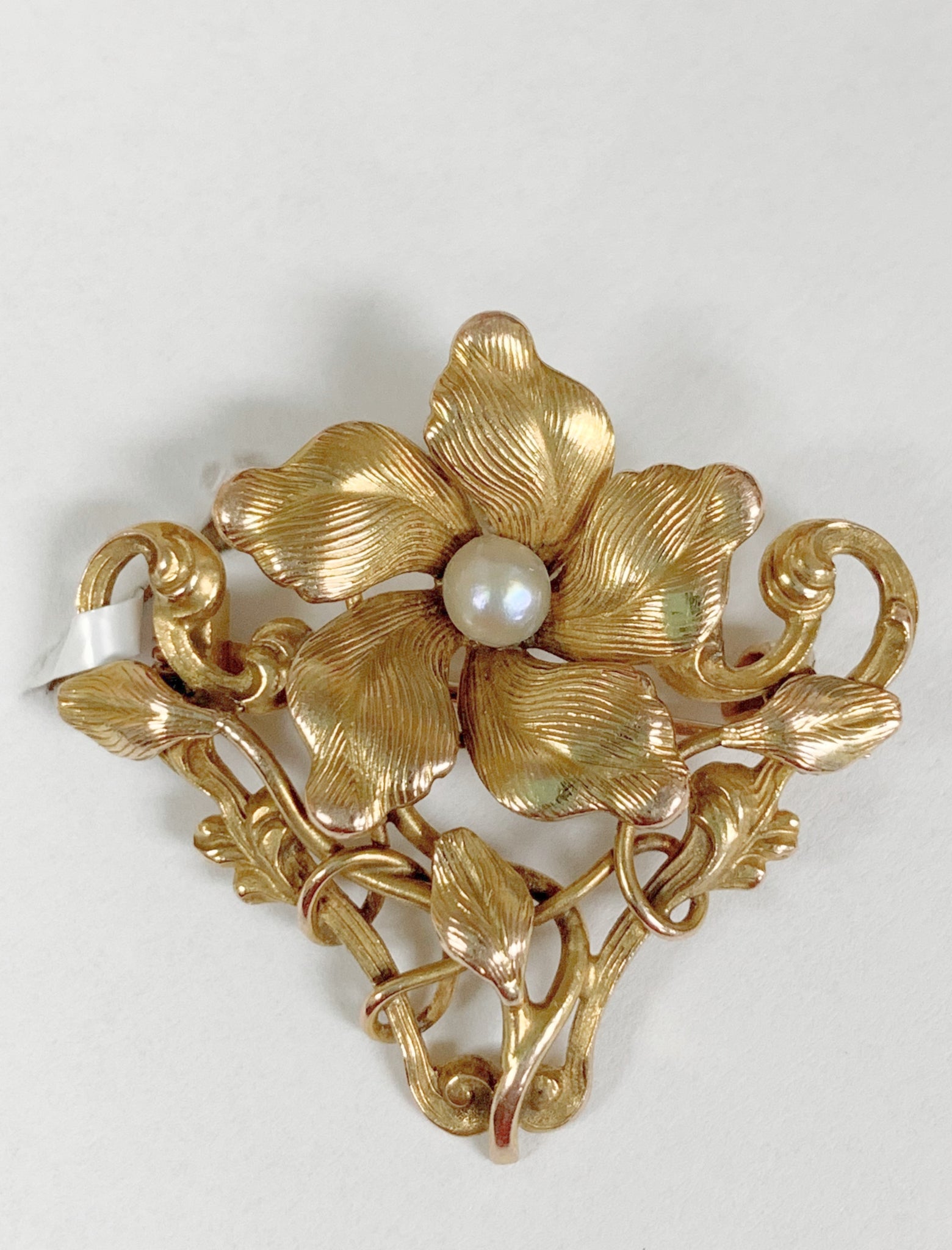 14k Flower with Pearl Brooch