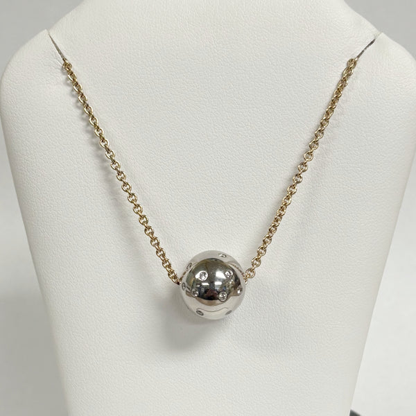 18" 14KTT Diamond Bead Fashion Necklace