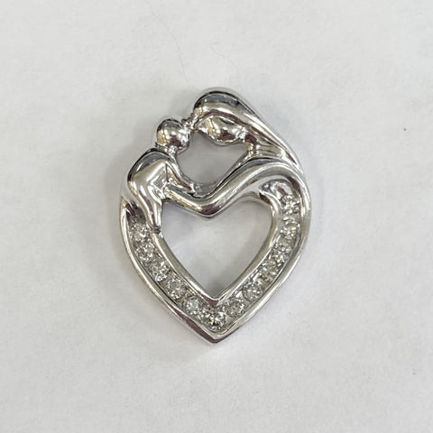 14k Diamond Mother/Child Heart Pendant