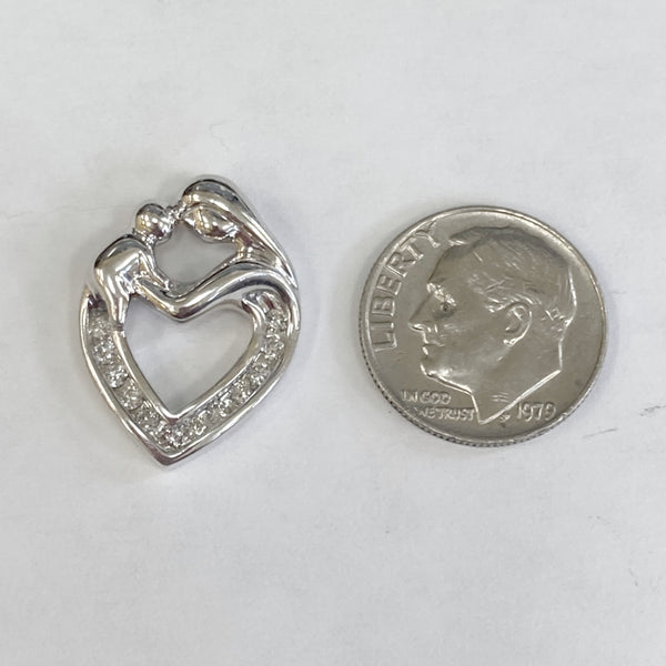 14k Diamond Mother/Child Heart Pendant