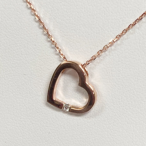 16" 14KRG Single Diamond Heart Necklace