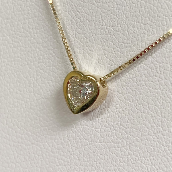 16" 14KYG Heart Bezel-Set Dainty Necklace