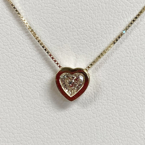 16" 14KYG Heart Bezel-Set Dainty Necklace