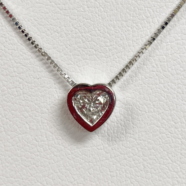 16" 14KWG Heart Bezel-Set Dainty Necklace