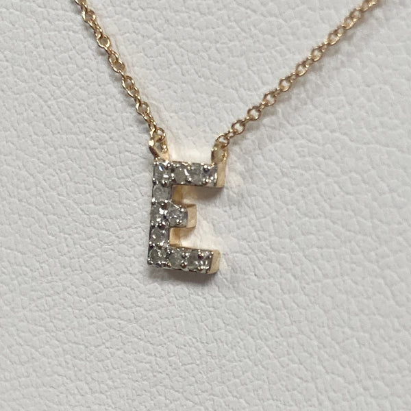 18" 14KYG Diamond "E" Necklace