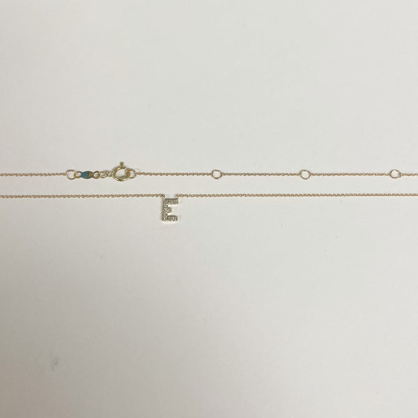 18" 14KYG Diamond "E" Necklace
