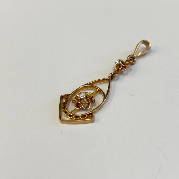 14k Melee Diamond Vintage Pendant