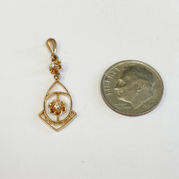 14k Melee Diamond Vintage Pendant