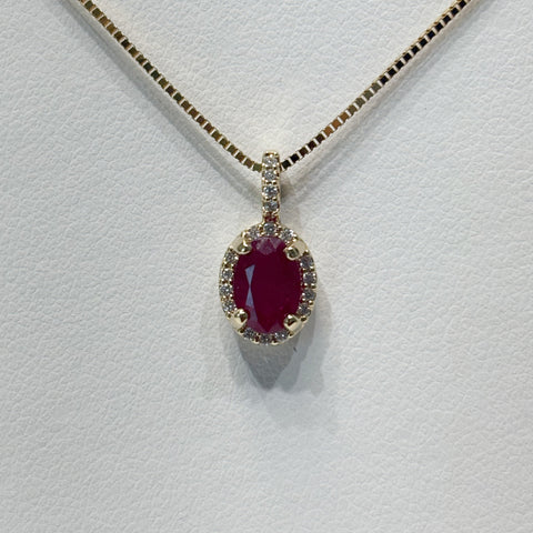 18" 14K Ruby and Diamond Necklace
