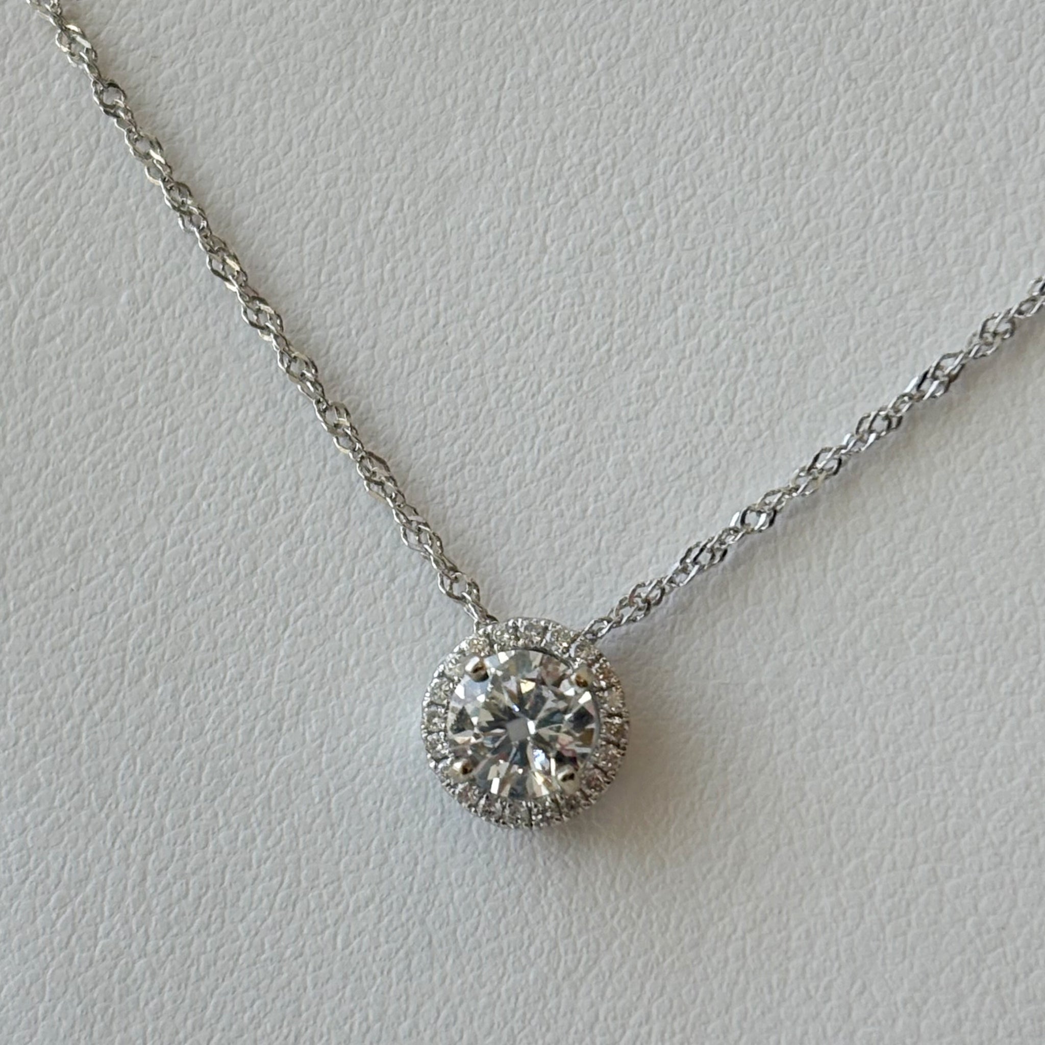 14K .69TW Diamond Halo Dainty Necklace