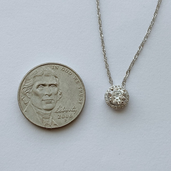 14K .69TW Diamond Halo Dainty Necklace