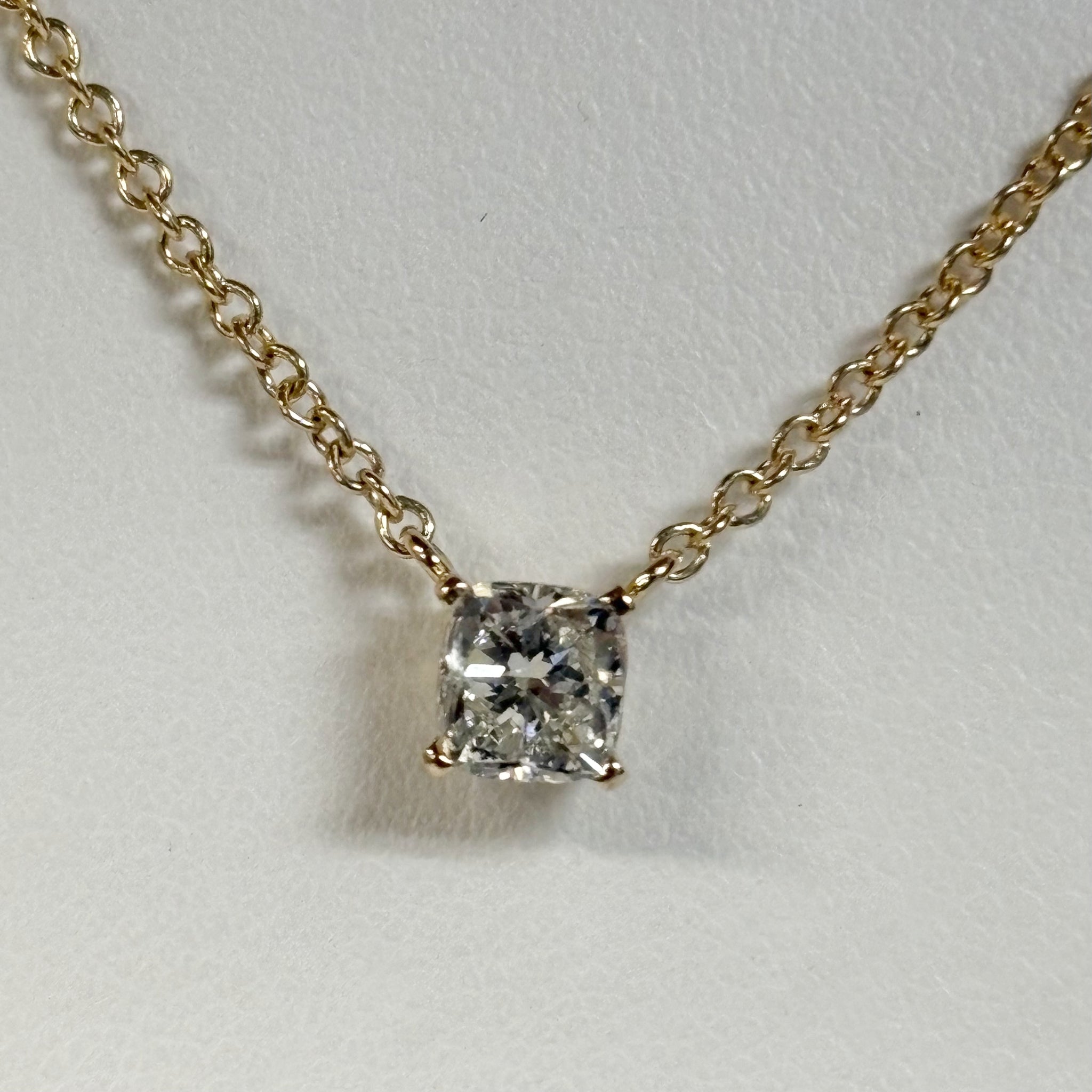 Natural Cushion-Cut 3/4CT Diamond Stationary Necklace