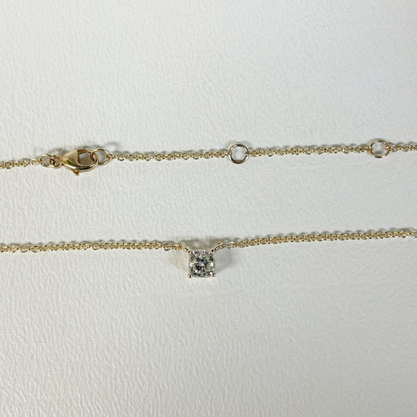 Natural Cushion-Cut 3/4CT Diamond Stationary Necklace