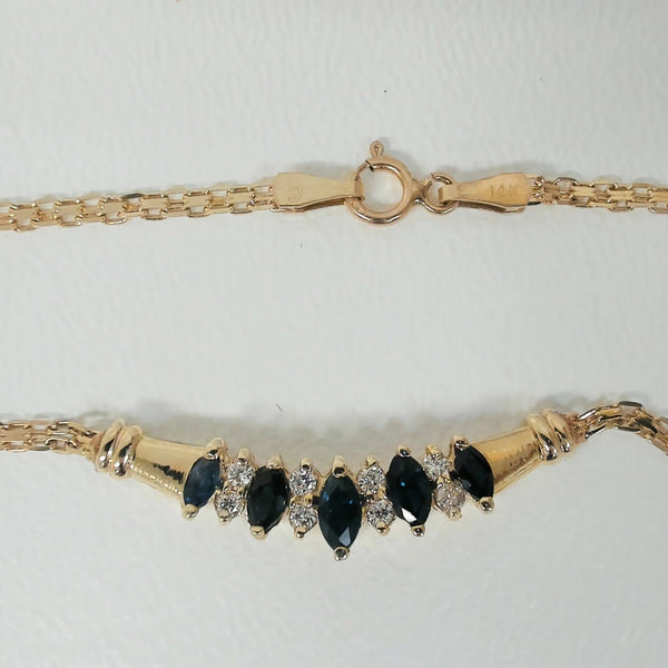 14K Sapphire & Diamond Necklet