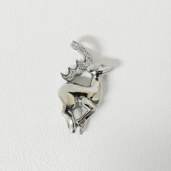 Platinum Diamond Deer Pendant Charm