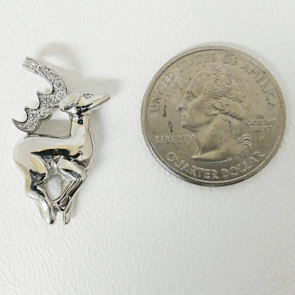 Platinum Diamond Deer Pendant Charm