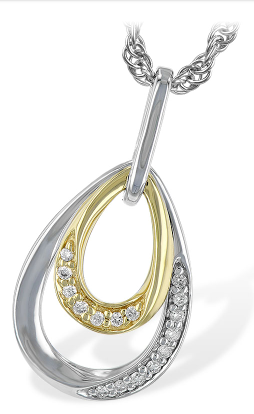 14k Double Teardrop Diamond Pendant Necklace