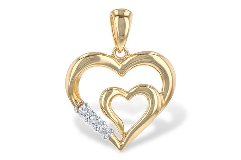 14K Diamond Double Heart Pendant