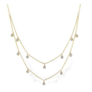 14k 2-Stranded Diamond Drop Necklace