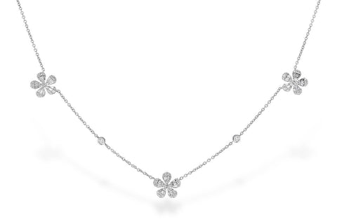 14k Diamond Flowers Station Necklace