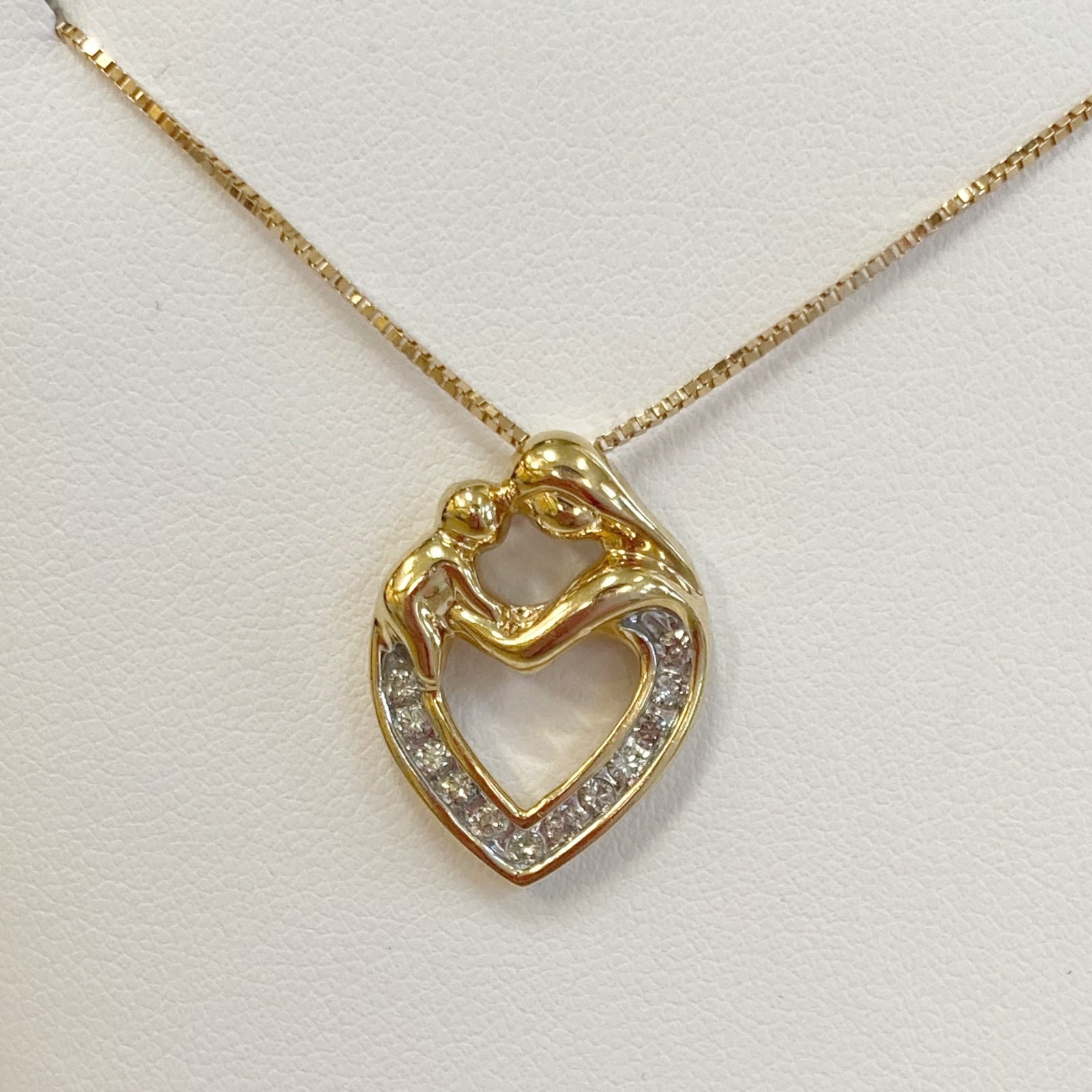 14k Diamond Mother/Child Heart Necklace