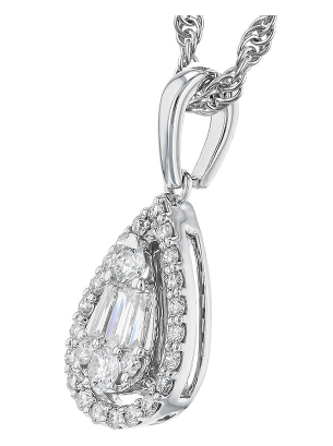 14k Diamond Teardrop Halo Necklace