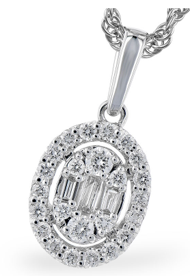 14k Diamond Oval Halo Necklace