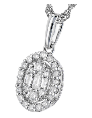 14k Diamond Oval Halo Necklace