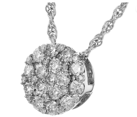 14k Diamond Round Cluster Necklace