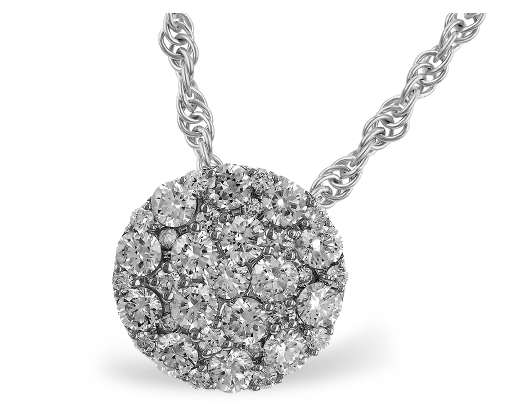 14k Diamond Round Cluster Necklace