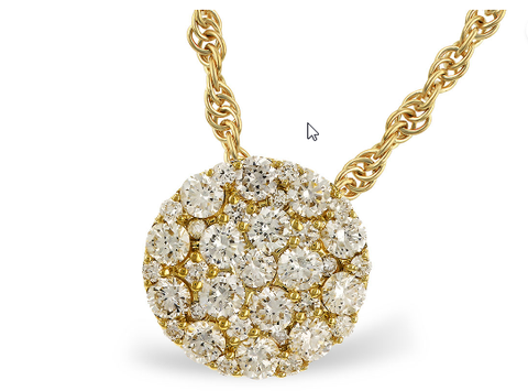 14k Diamond Round Cluster Necklace