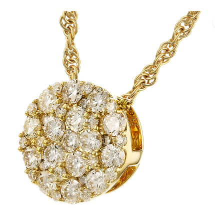 14k Diamond Round Cluster Necklace