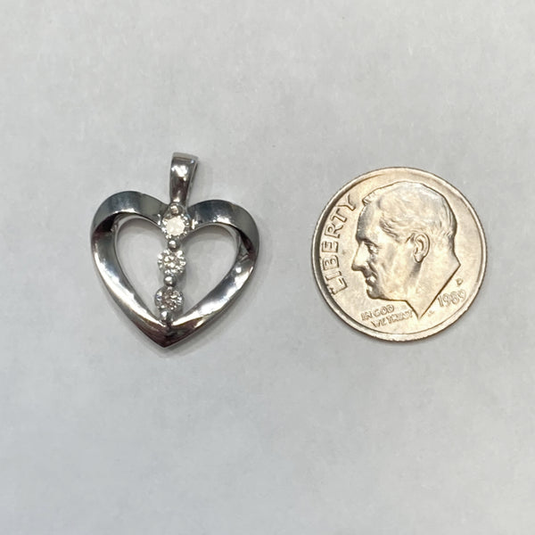 10k 3-Diamond Heart Pendant