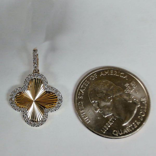 14KYG 1/3TW Diamond Clover Pendant