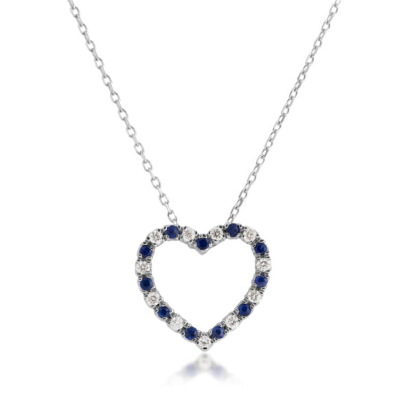 14K Sapphire & Diamond Heart Necklace