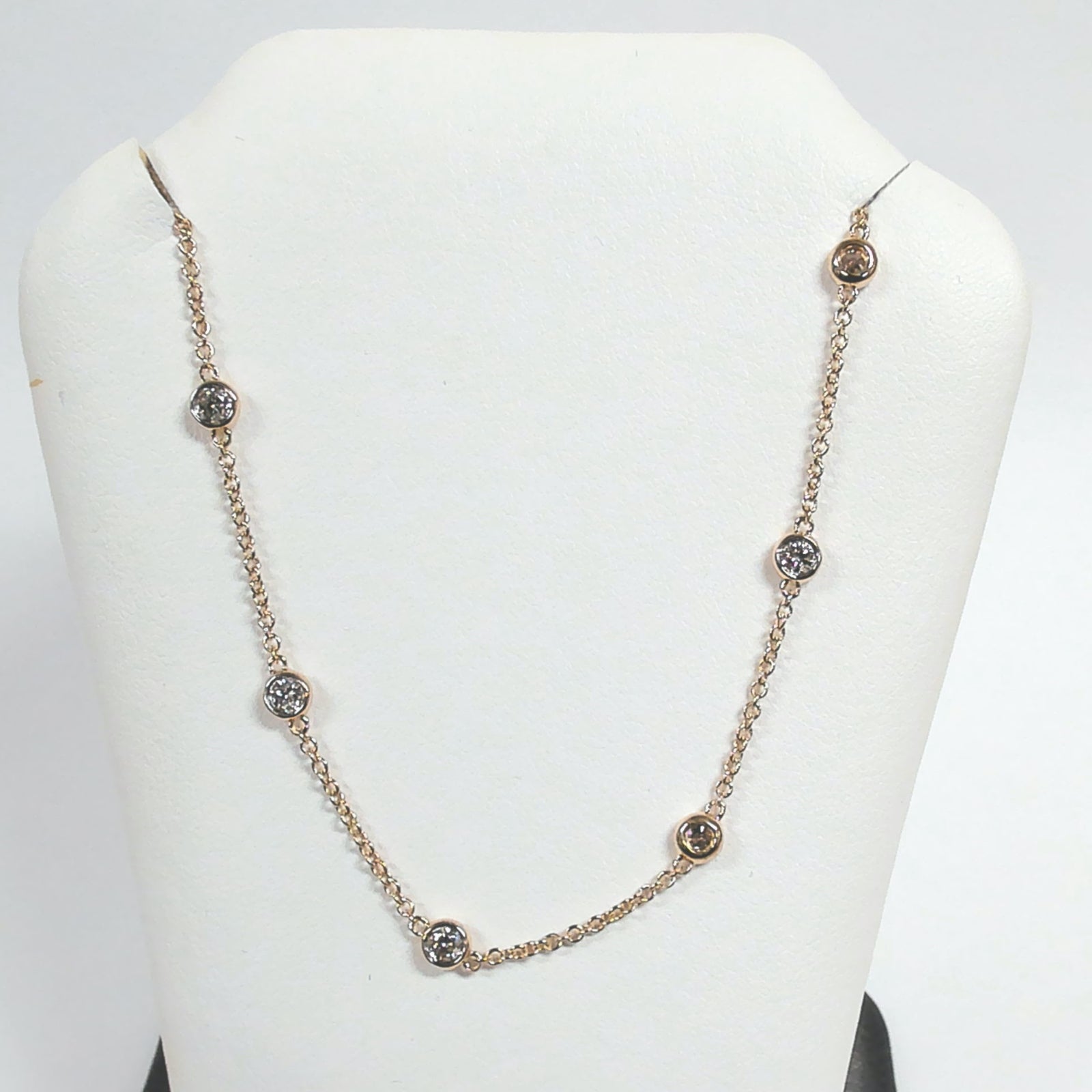 14k 1.00TW Bezel-Set Diamond Station Necklace