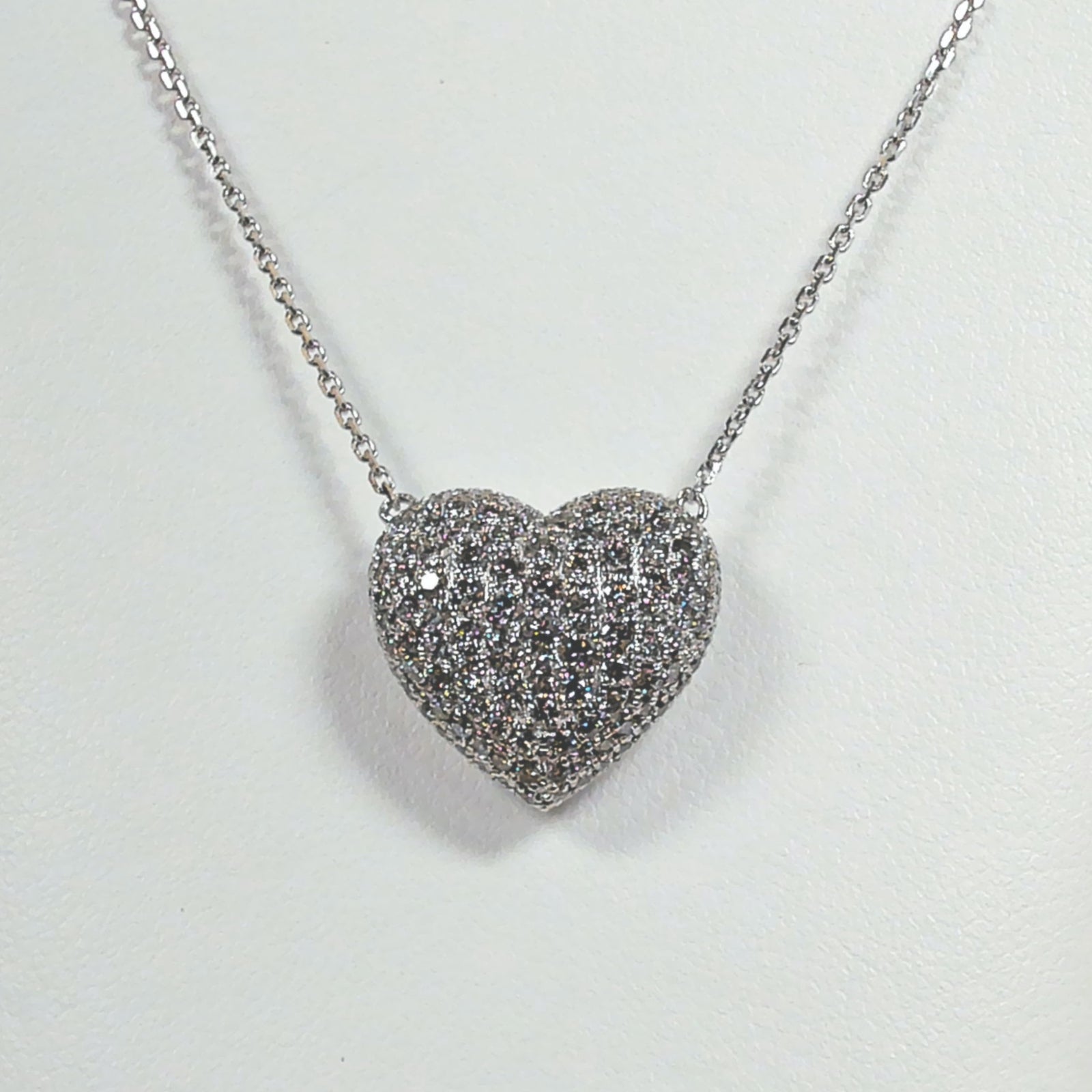 Platinum 1.22TW Diamond Cluster Heart Necklace