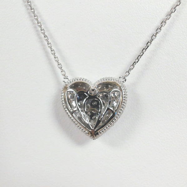 Platinum 1.22TW Diamond Cluster Heart Necklace