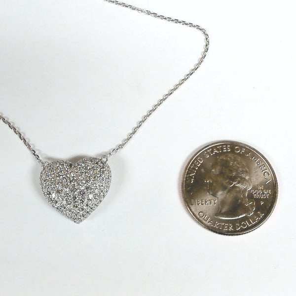 Platinum 1.22TW Diamond Cluster Heart Necklace